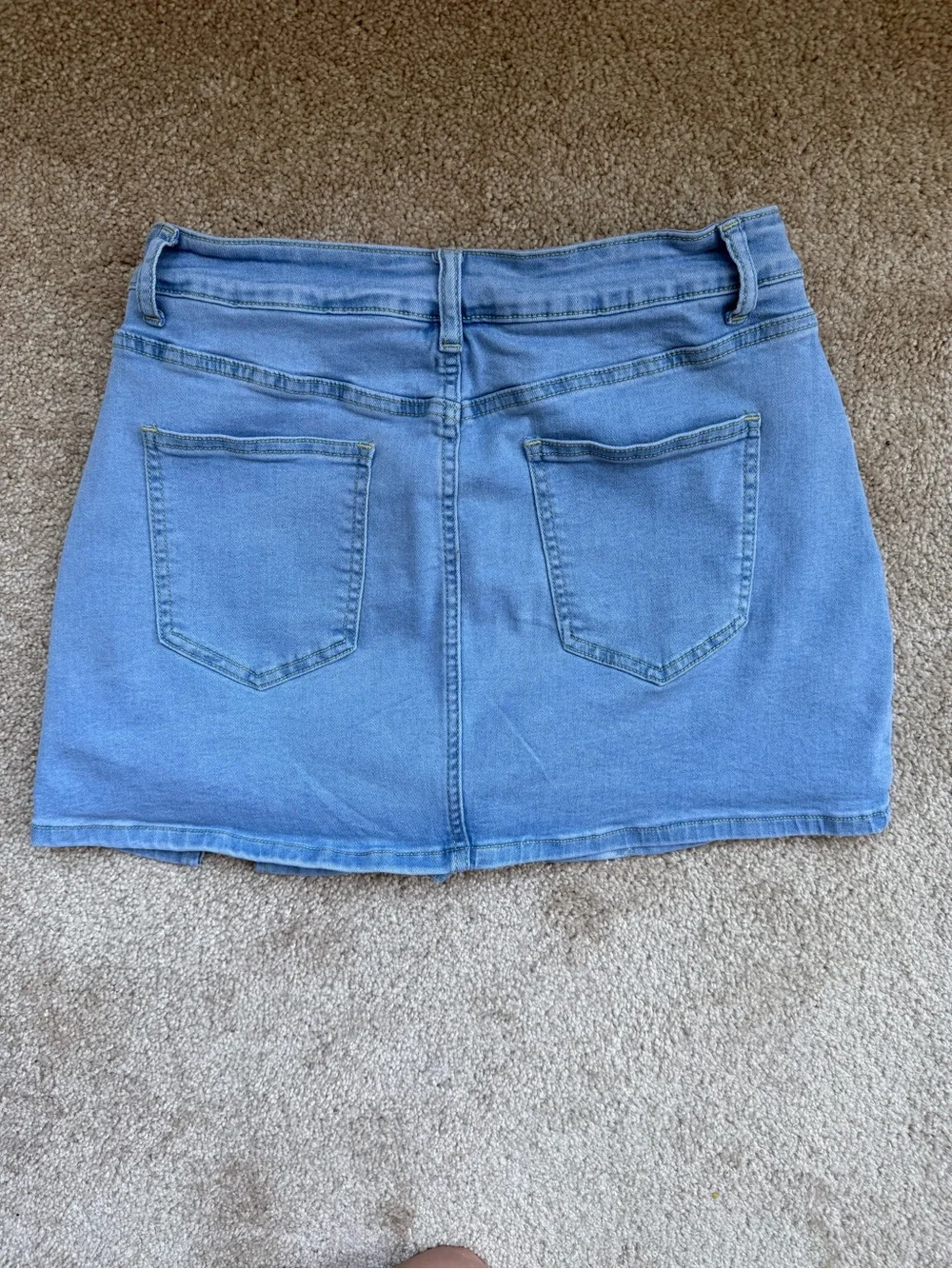 Blue Floral Heart Denim Mini Skirt - Casual‎ Women's Skirt